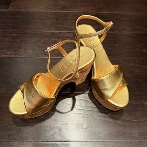 Robert Clergerie Gold Platform Heels